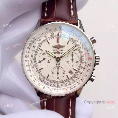 JF FACTORY Breitling Navitimer 01 Men Watch White Dial Brown Leather Strap